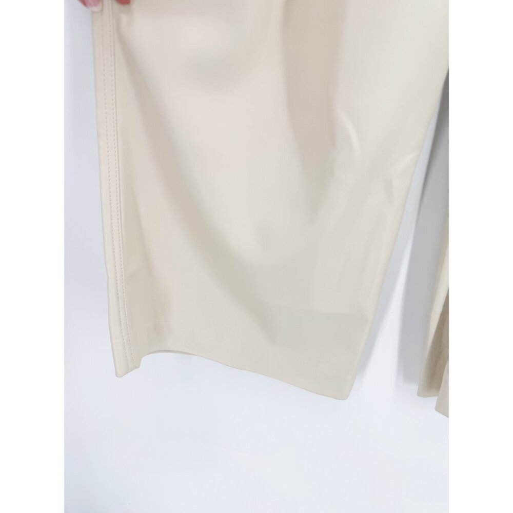 LVIR Faux Leather Wide-Legs Pants Cream - Picture 4 of 11